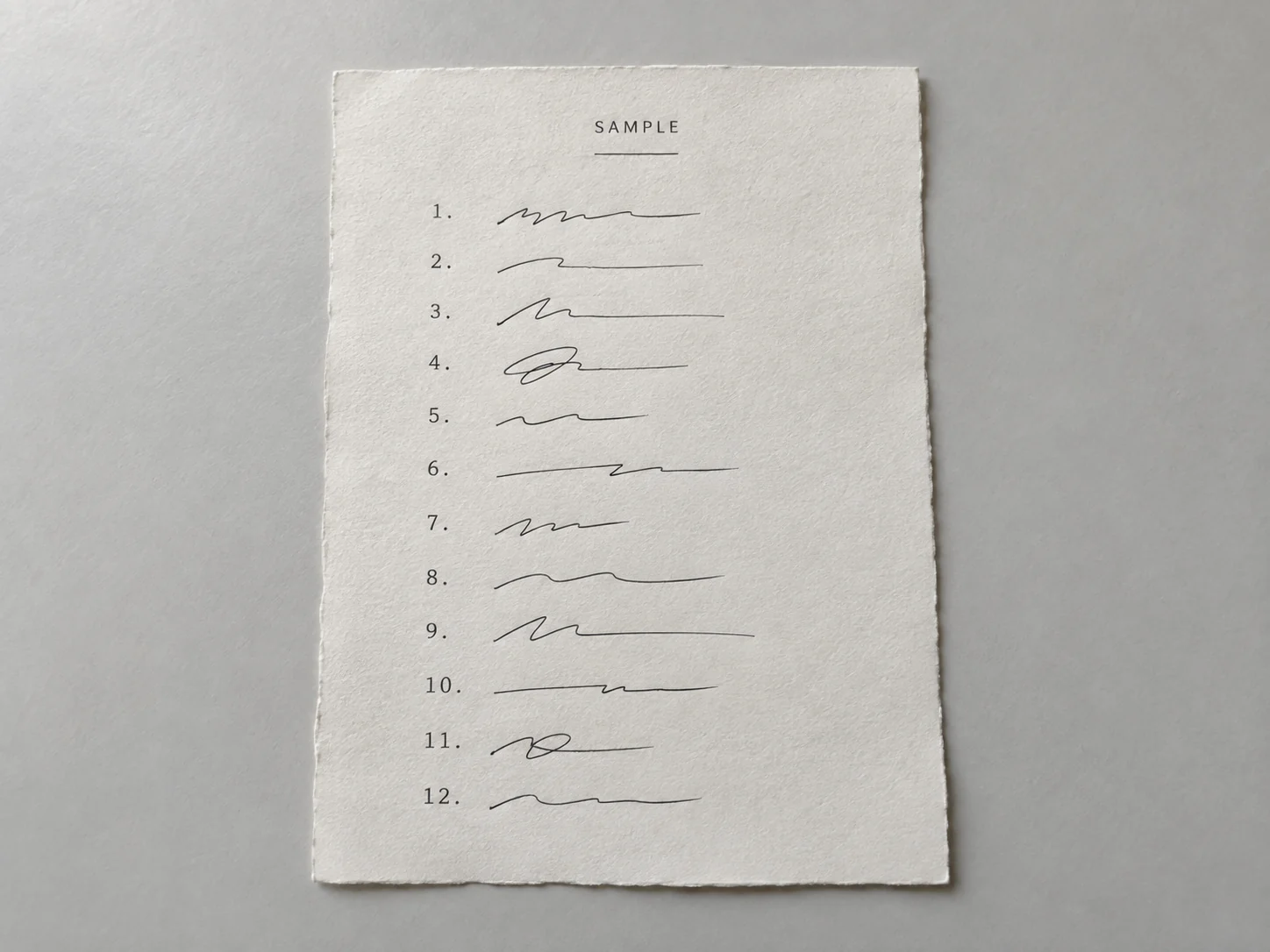 A sample paper recovery copy with twelve numbered rows of fictional marks